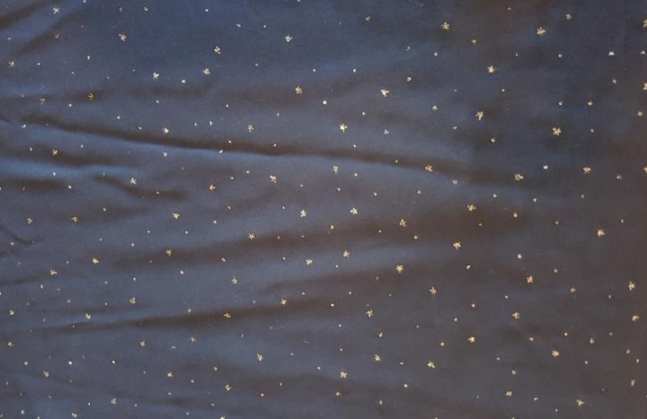 Tecido de Algodão Estampado - Azul com estrelas prata