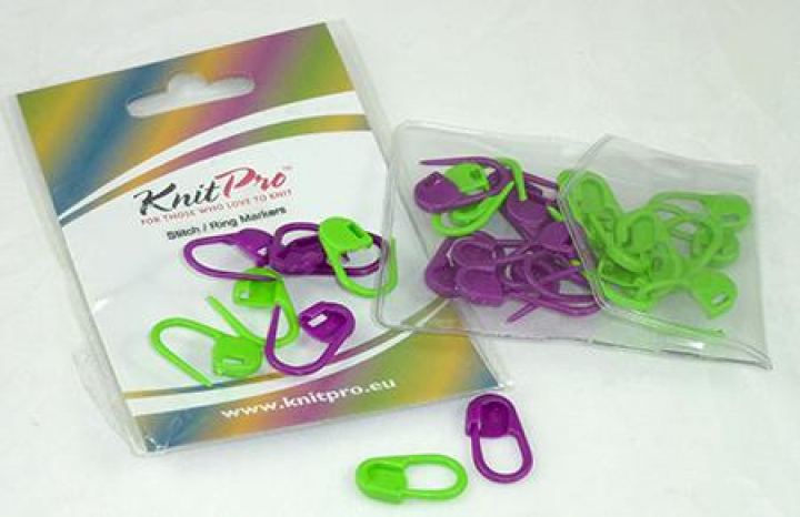 KnitPro Marcadores de pontos de tricot - cadeado roxo e verde (K10805)